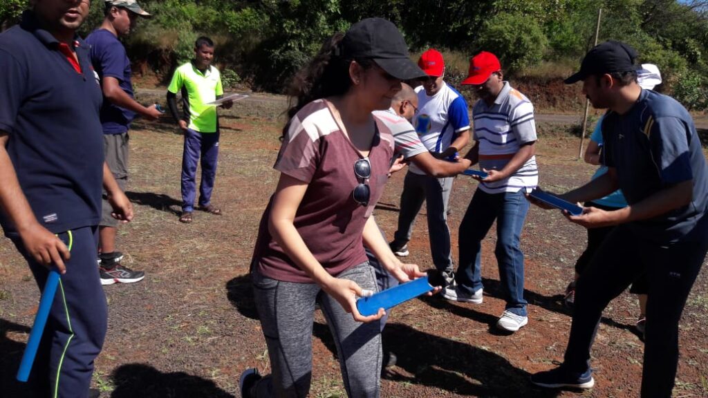 Group participating in outdoor challenge