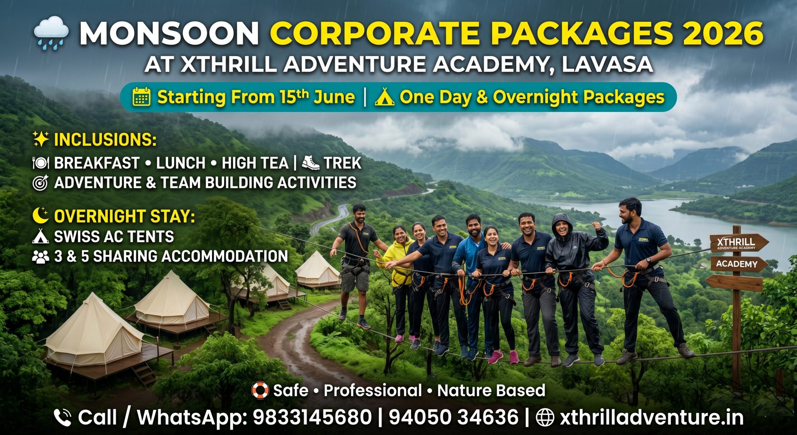 Monsoon corporate adventure package promotion at Xthrill Adventure Academy